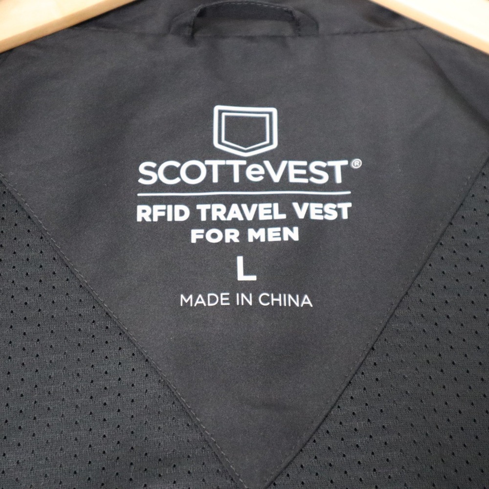 SCOTTeVEST RFID Vest Mens Large Black Travel Utility Multi Pocket TEC Tech Zip - Picture 3 of 14